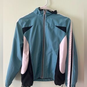 Blue and White Zip-Up Jacket